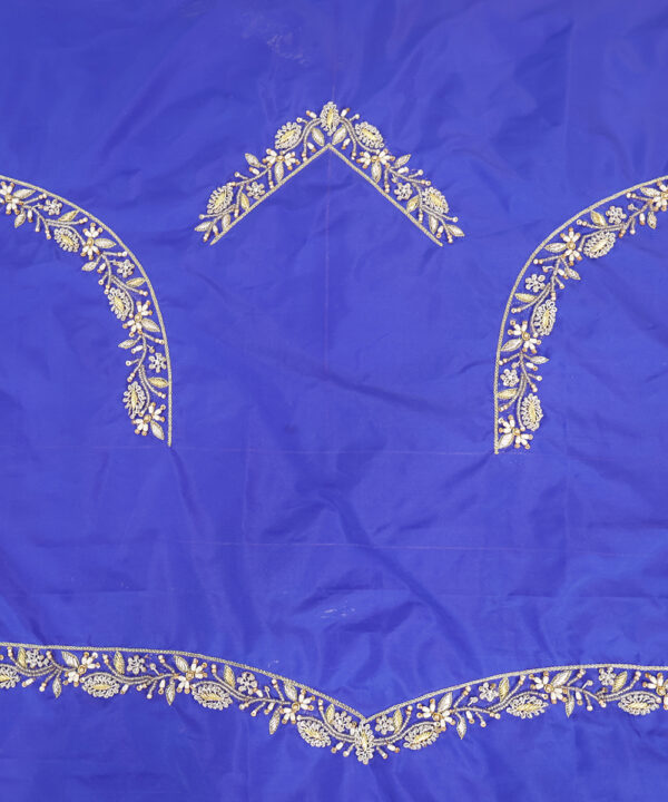 Royal Blue Maggam Work Boat Neck Unstitched Blouse Piece – 1 Meter