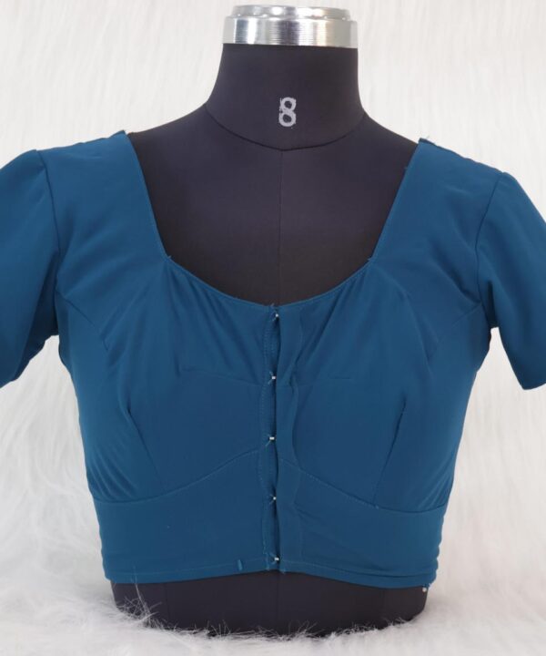 Three Darted Front Open Design Blouse – Blue
