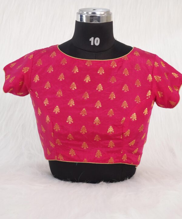 Pink Boat Neck Designer Blouse