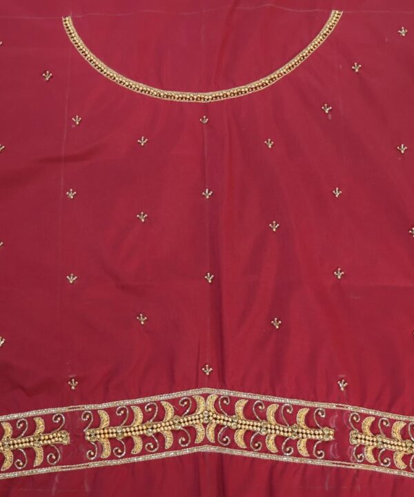Traditional Embroidered Maggam Work Blouse Piece Unstitched, Smoky Topaz