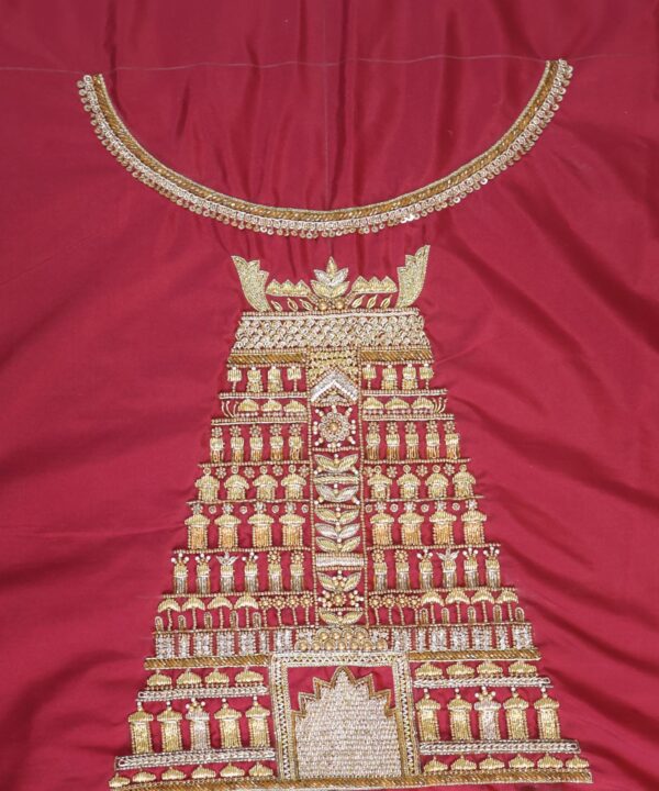 Traditional Embroidered Maggam Work Blouse Piece Unstitched, Deep Carmine