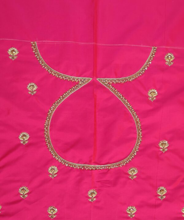 Traditional Embroidered Maggam Work Blouse Piece Unstitched, Raspberry