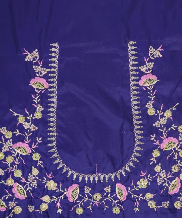 Traditional Computer Embroidery Work Blouse Piece Unstitched, Meteorite