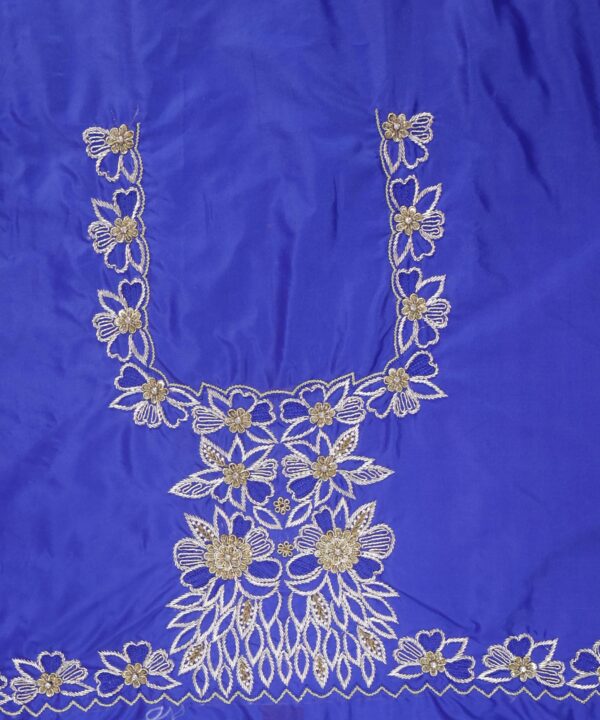 Traditional Embroidered Maggam Work Blouse Piece Unstitched, Blueberry