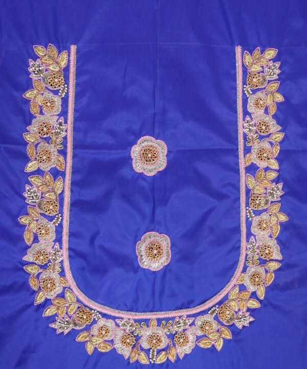 Traditional Embroidered Maggam Work Blouse Piece Unstitched, Sapphire