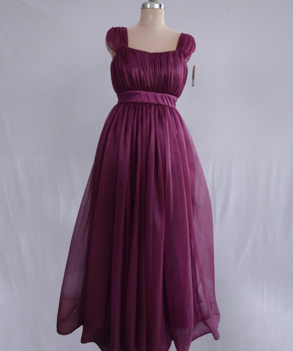 Wine Organza Partywear Gown