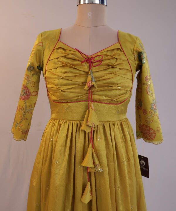 Mustard Gold Festive Sabyasachi Anarkali Party Dress